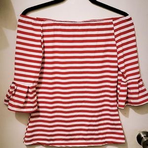 Red Striped Off the Shoulder Top